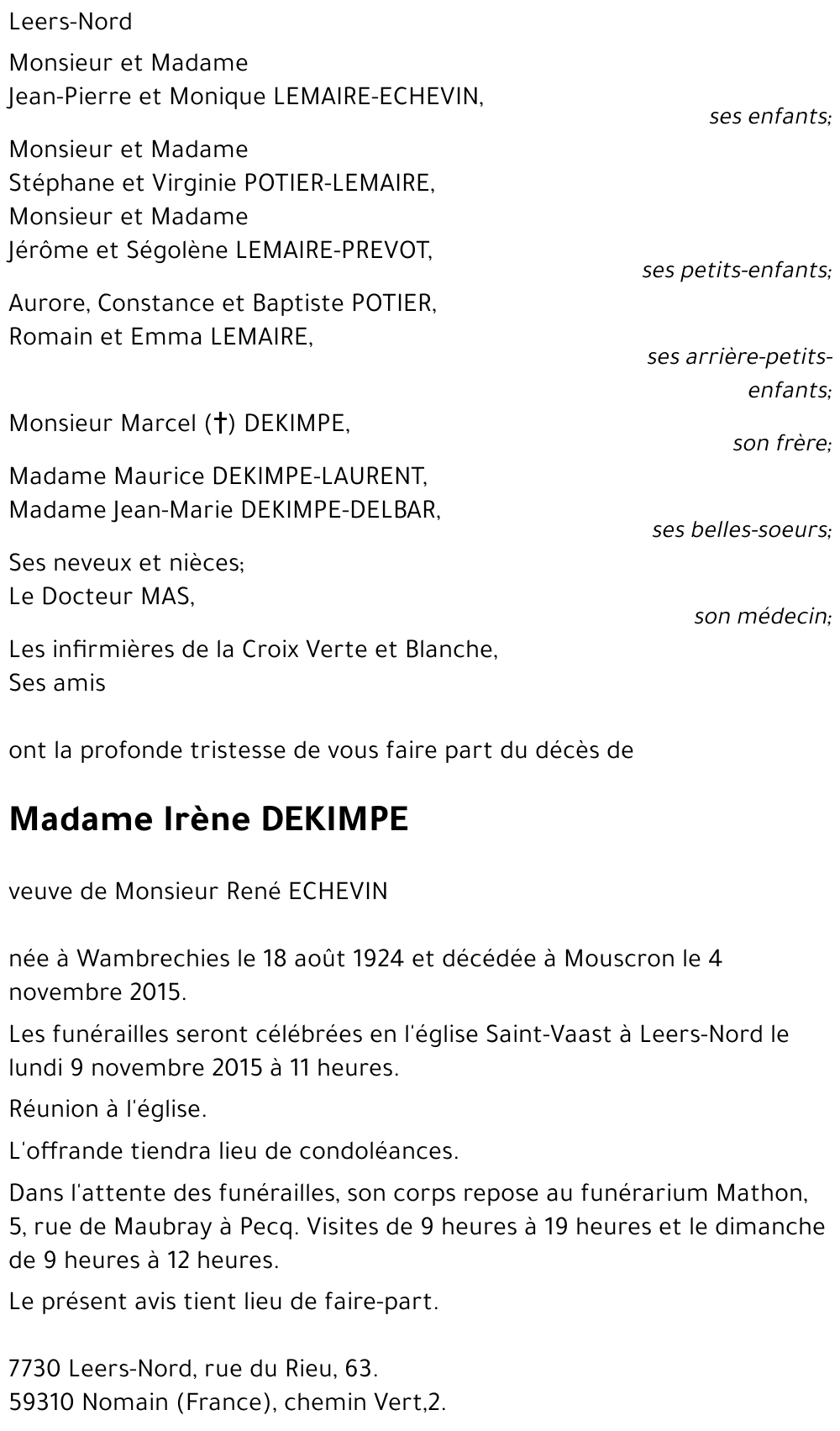 Irène DEKIMPE