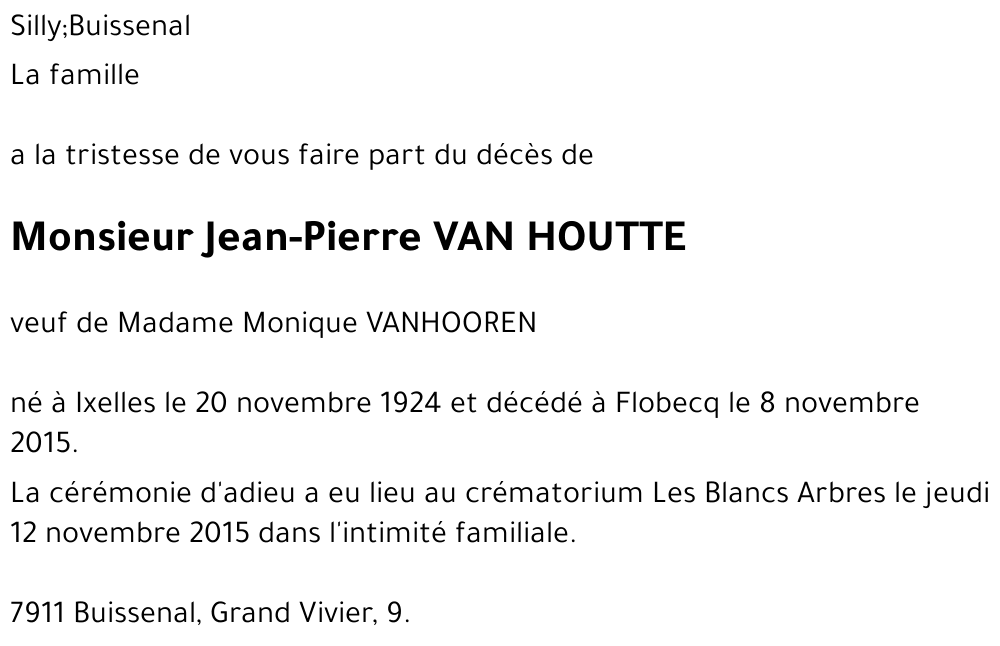 Jean-Pierre VAN HOUTTE