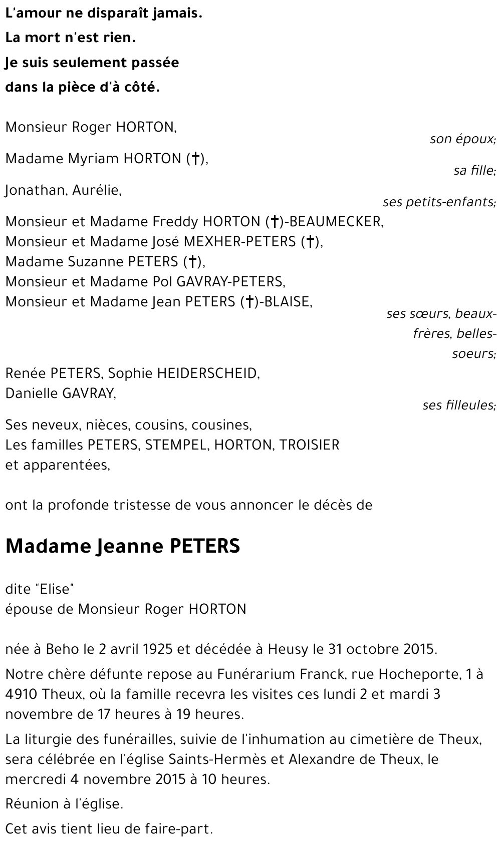 Jeanne PETERS