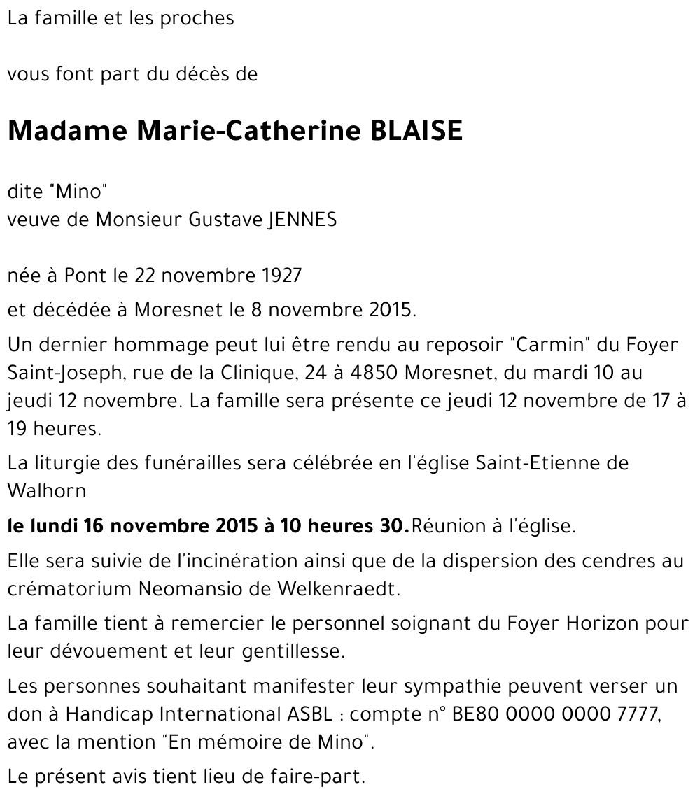 Marie-Catherine BLAISE
