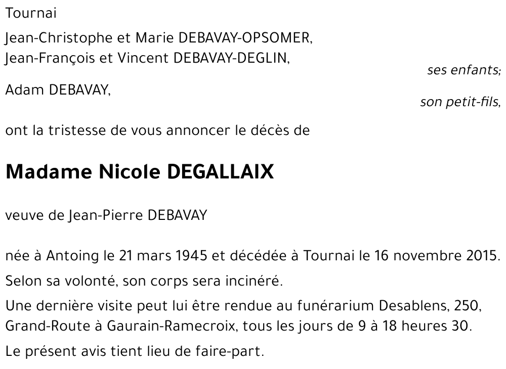 Nicole DEGALLAIX