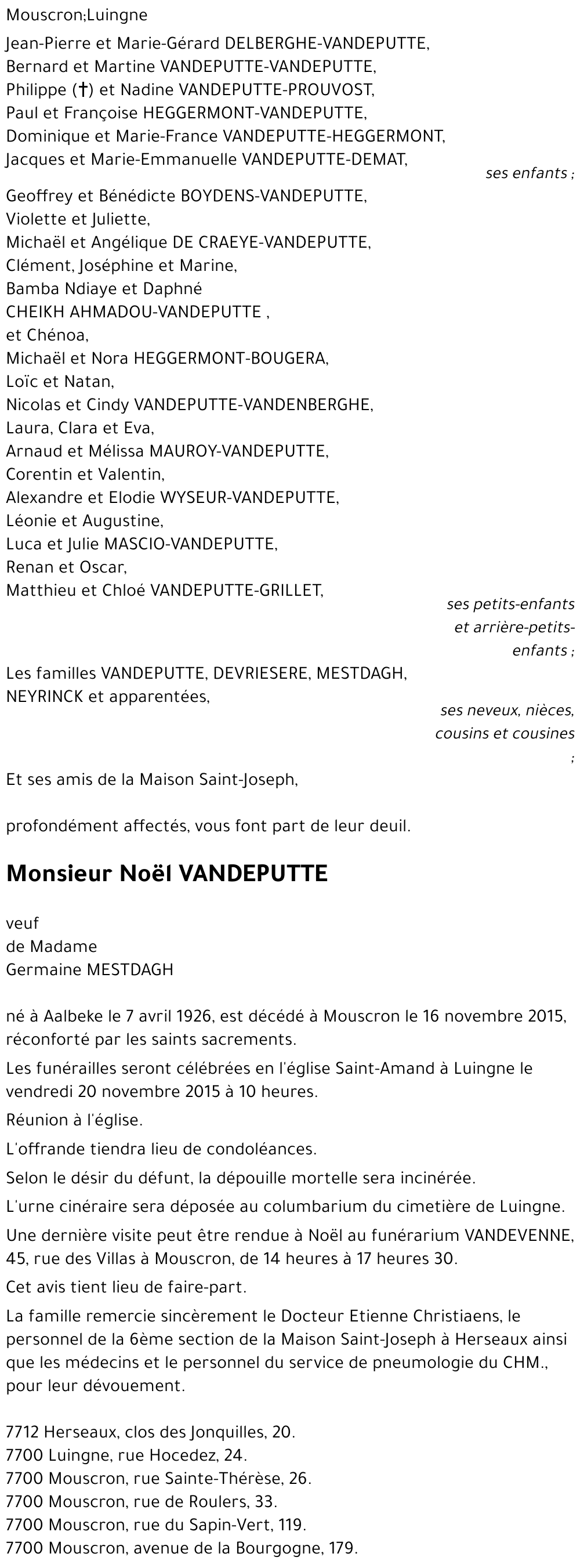 Noël VANDEPUTTE