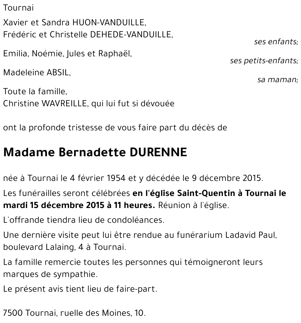 Bernadette DURENNE