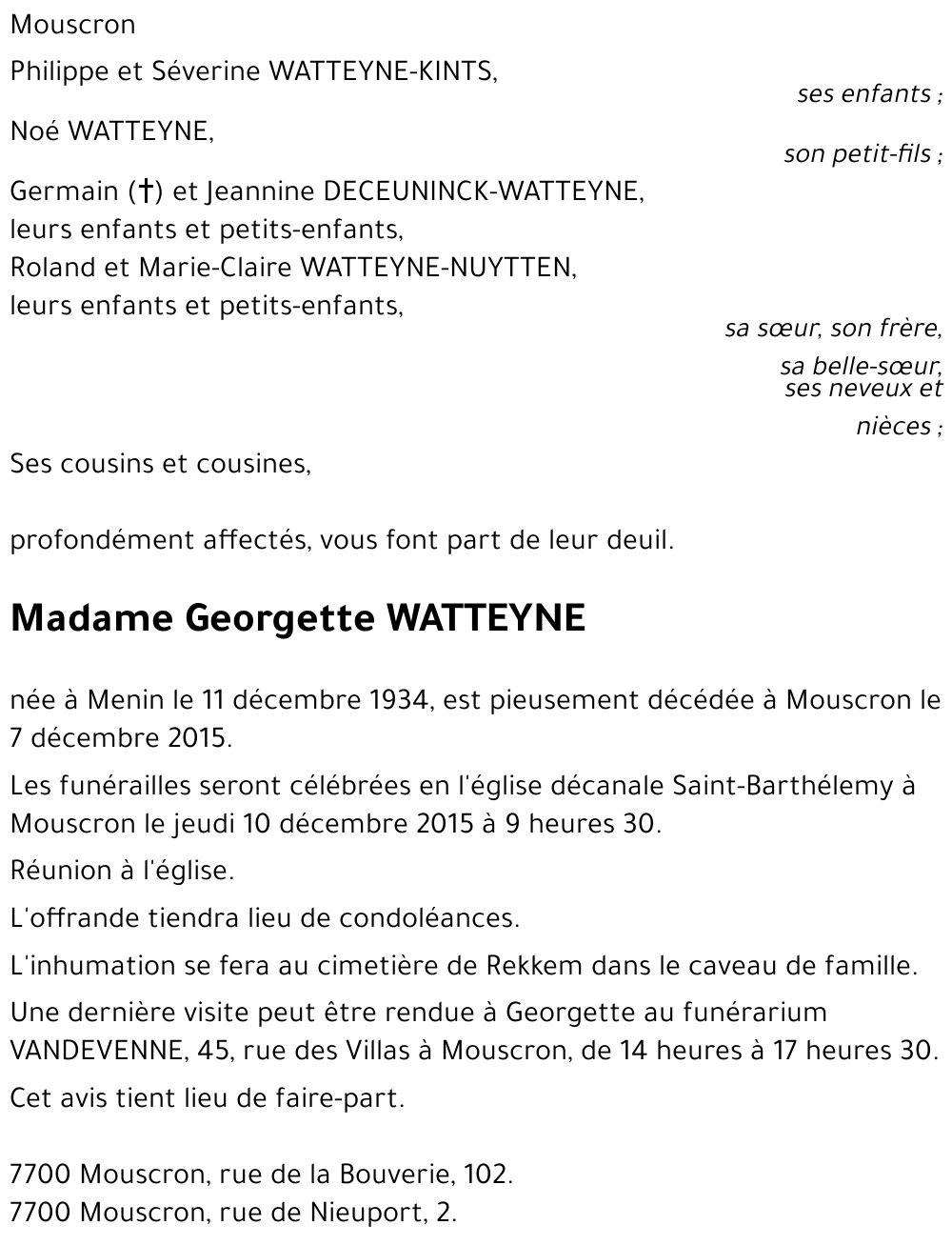 Georgette WATTEYNE