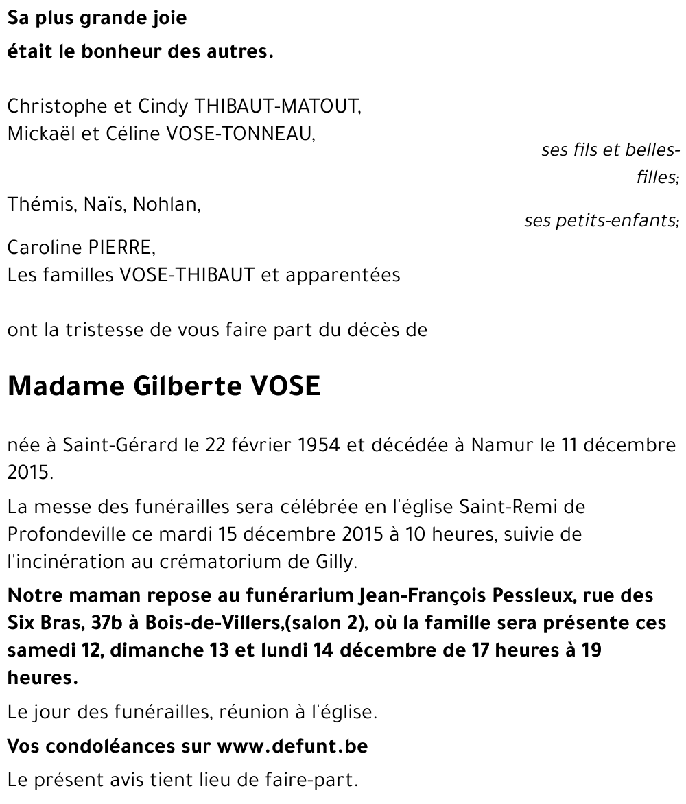 Gilberte VOSE