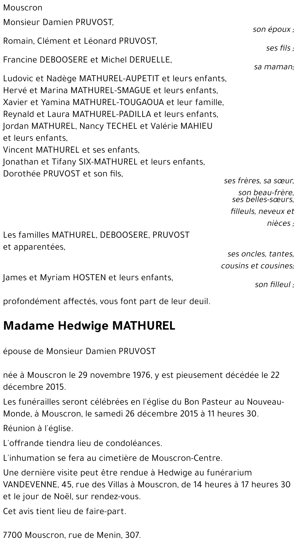 Hedwige MATHUREL