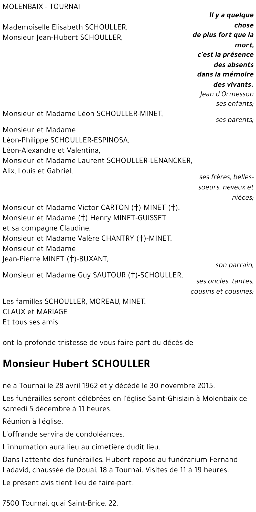 Hubert SCHOULLER