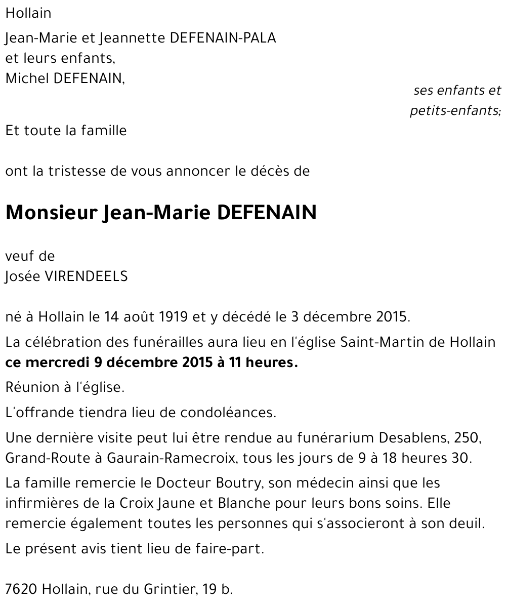 Jean-Marie DEFENAIN