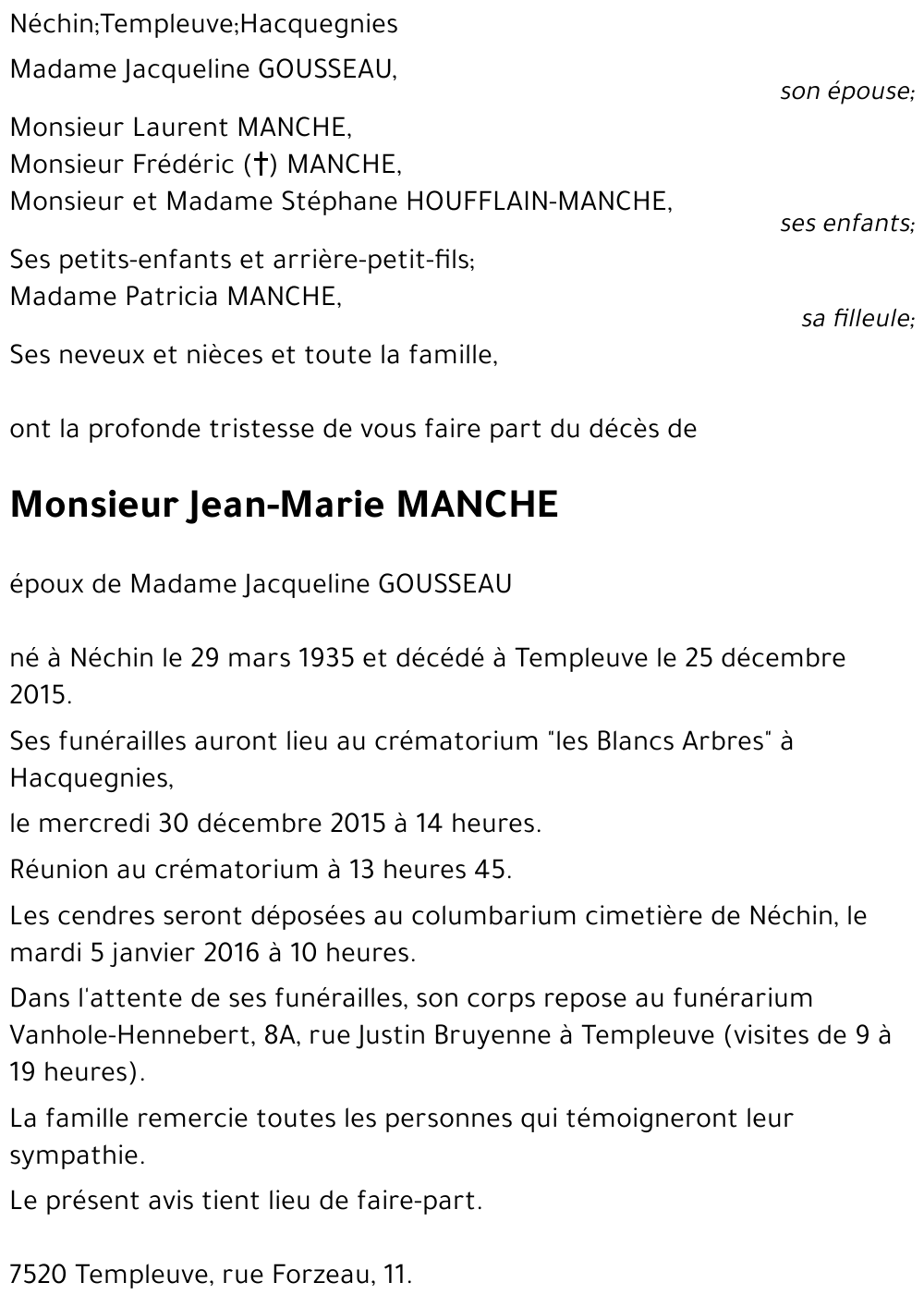 Jean-Marie MANCHE