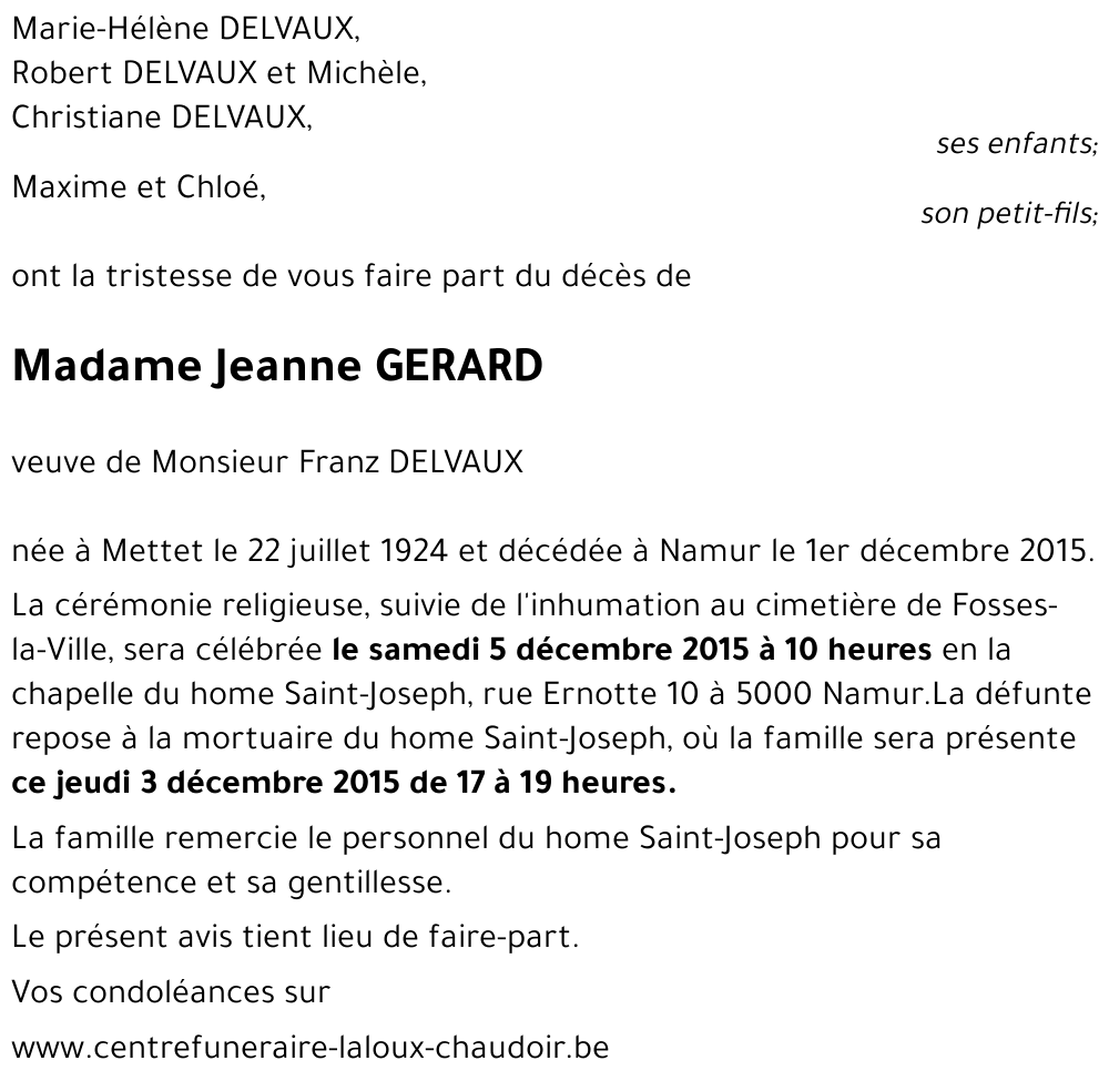 Jeanne GERARD