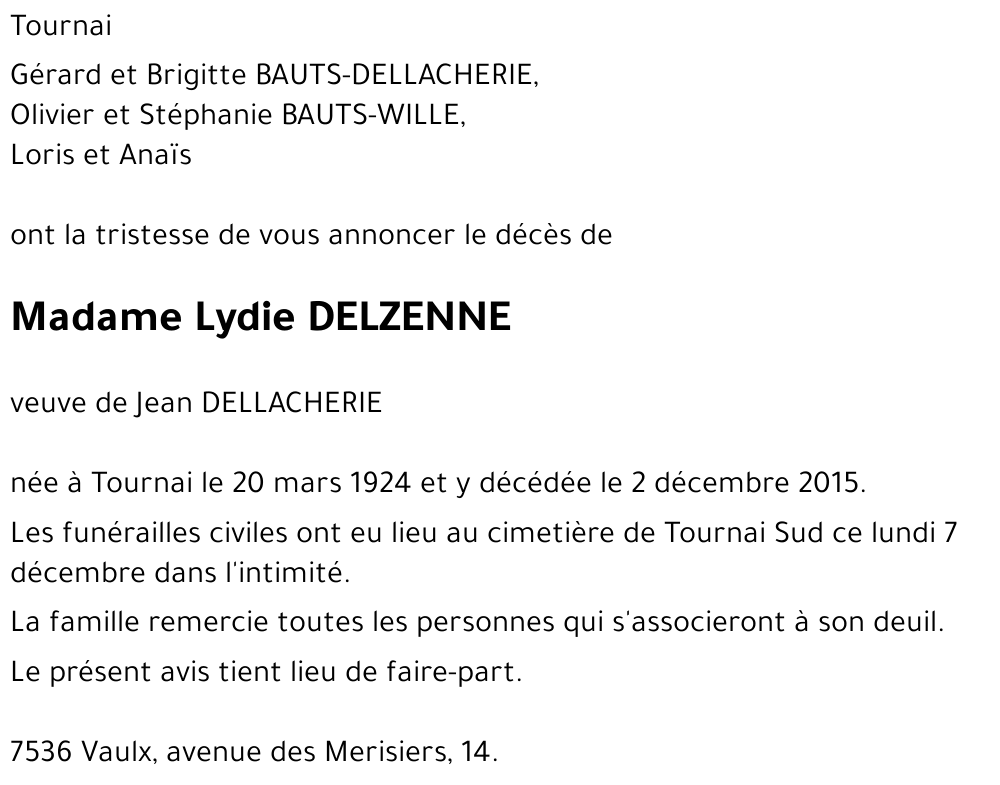 Lydie DELZENNE