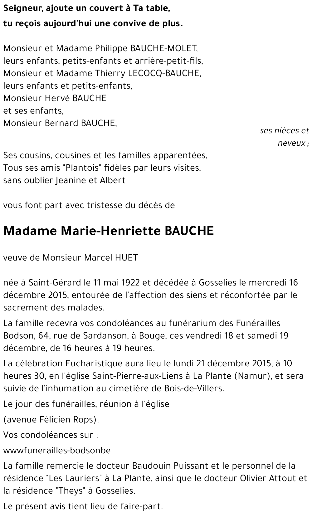 Marie-Henriette BAUCHE