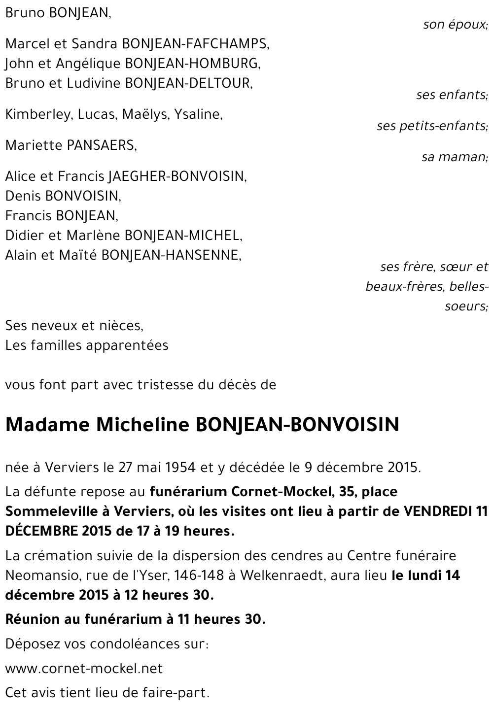 Micheline BONVOISIN