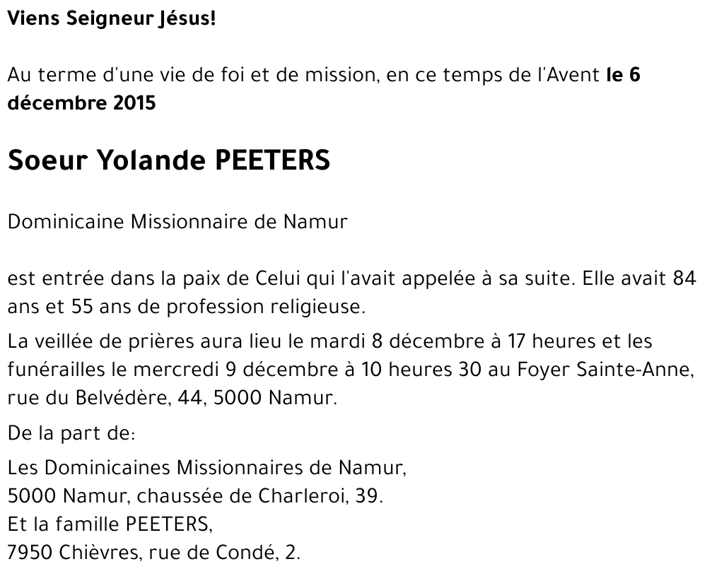 Yolande PEETERS