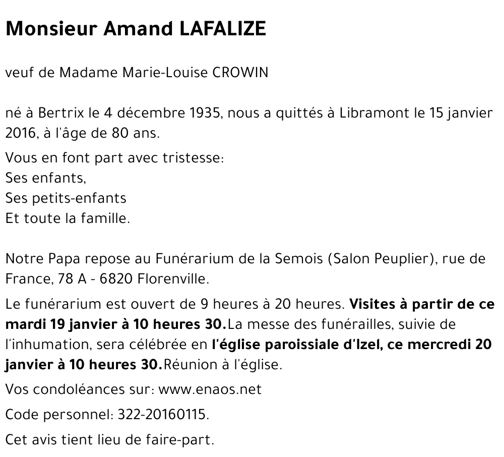 Amand LAFALIZE