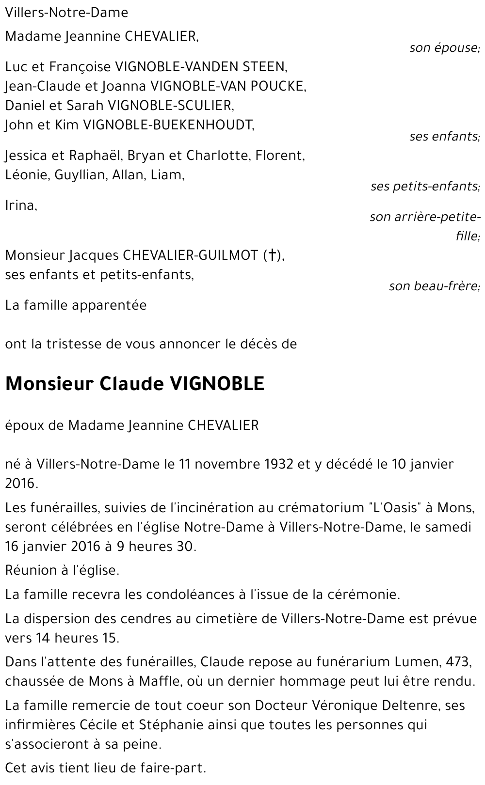 Claude VIGNOBLE