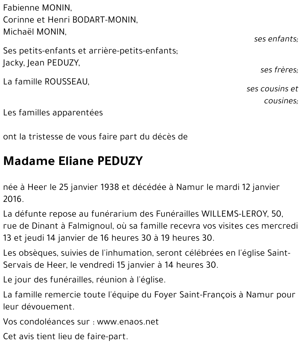 Eliane PEDUZY