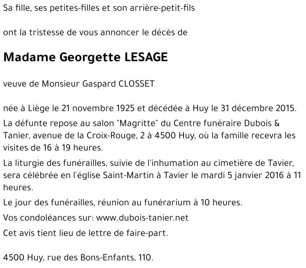 Georgette LESAGE