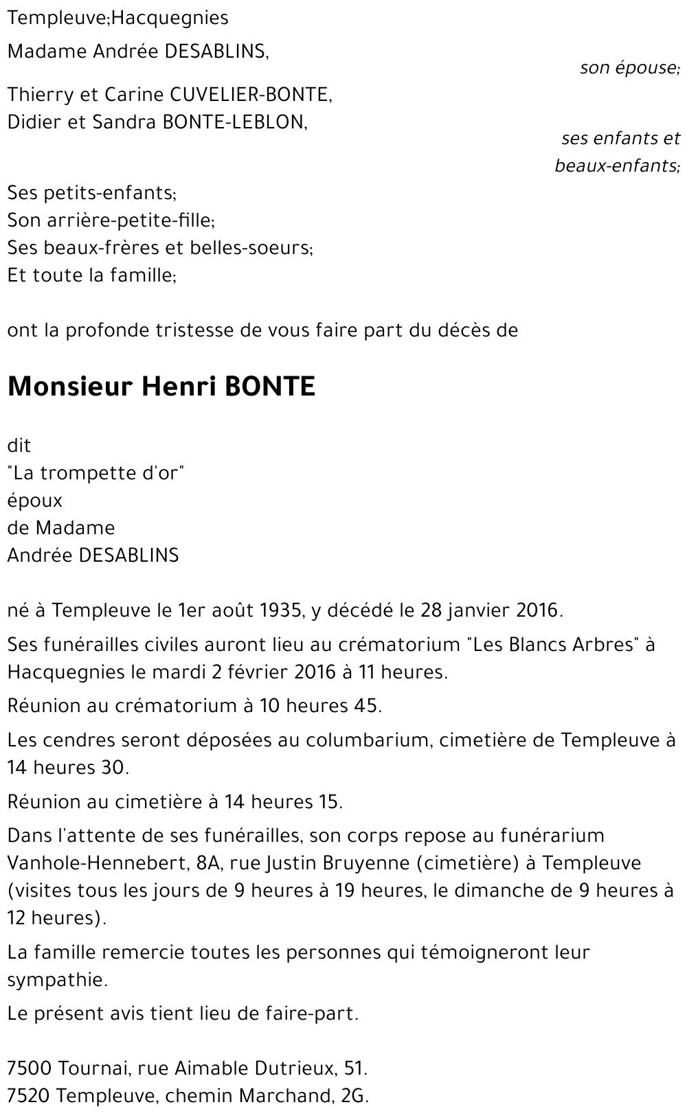 Henri BONTE