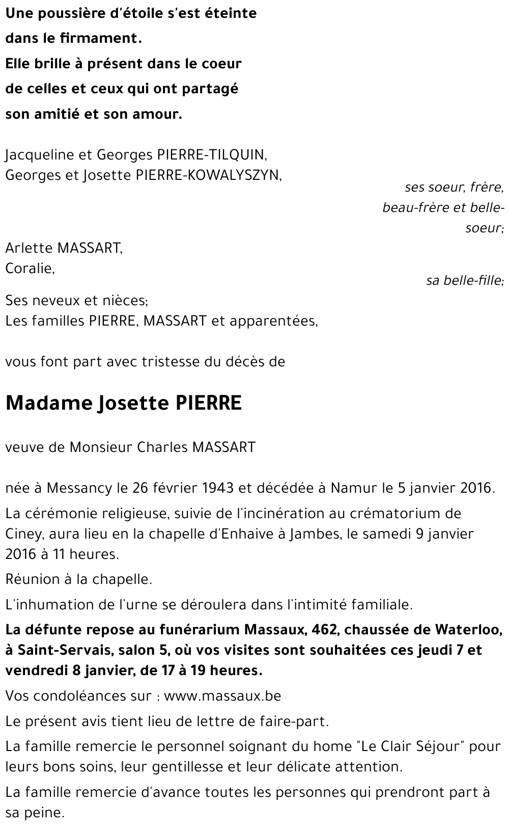 Josette PIERRE