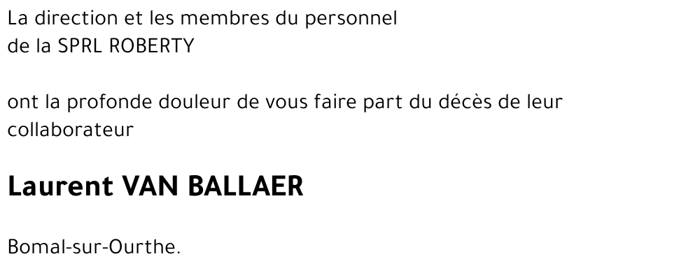 Laurent VAN BALLAER
