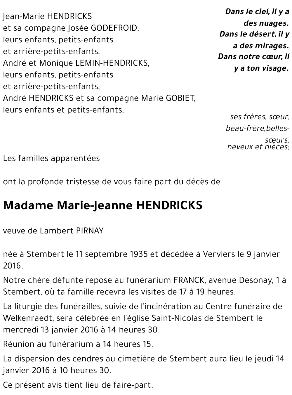 Marie-Jeanne HENDRICKS