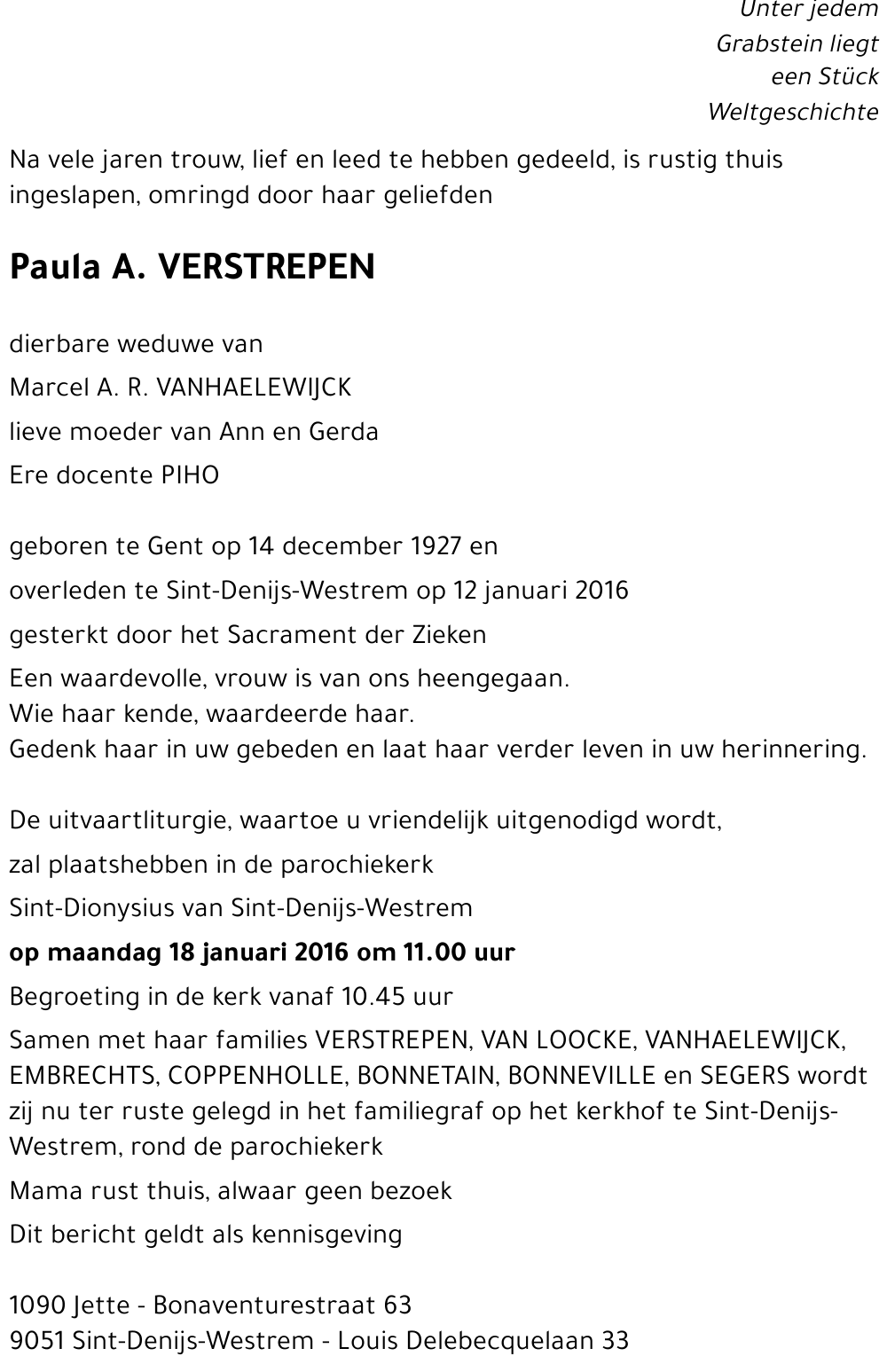 Paula A. VERSTREPEN