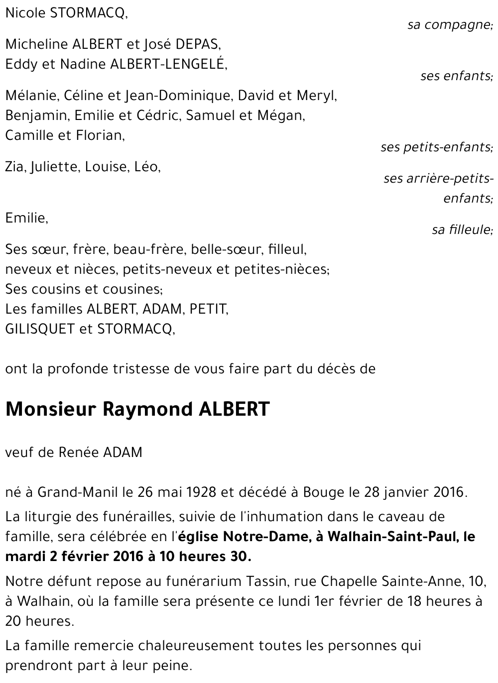 Raymond ALBERT