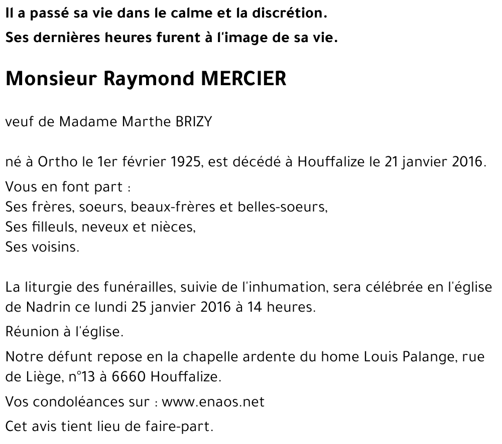 Raymond MERCIER