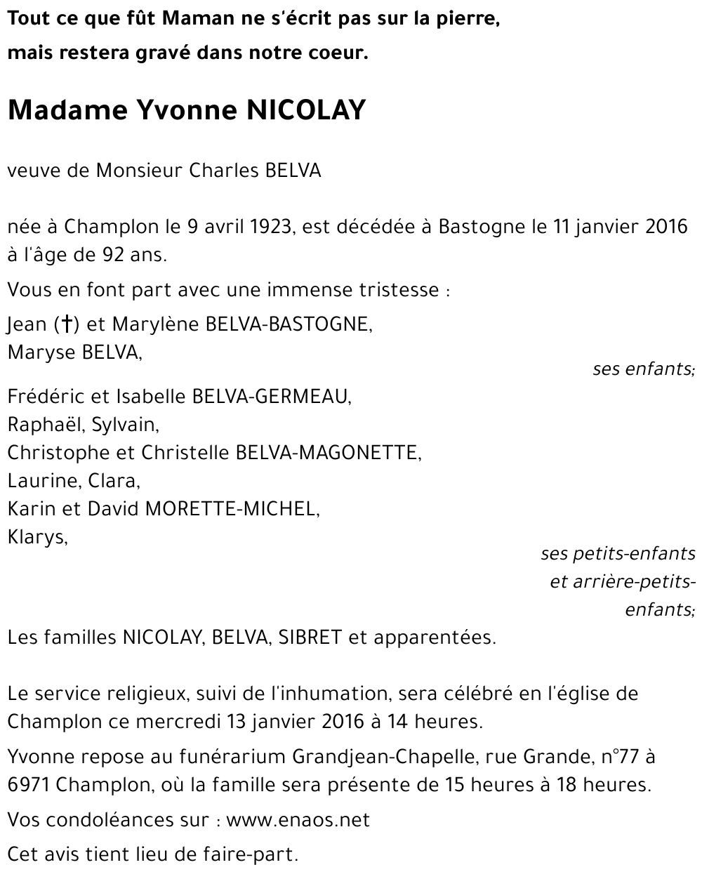 Yvonne NICOLAY