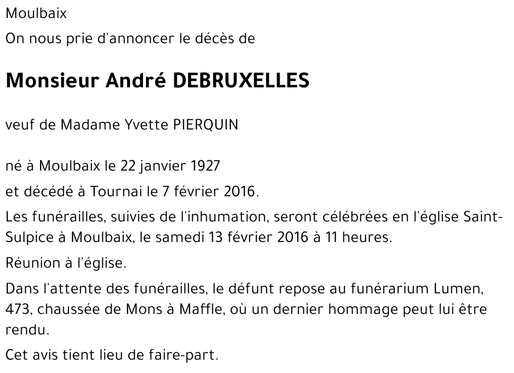 André DEBRUXELLES