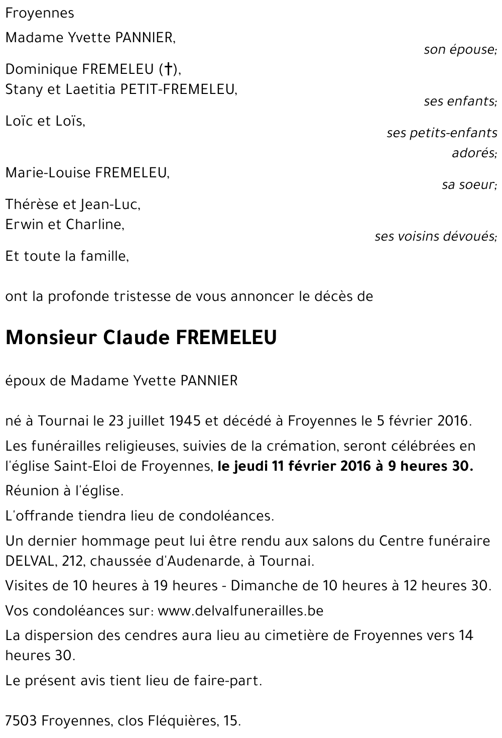 Claude FREMELEU