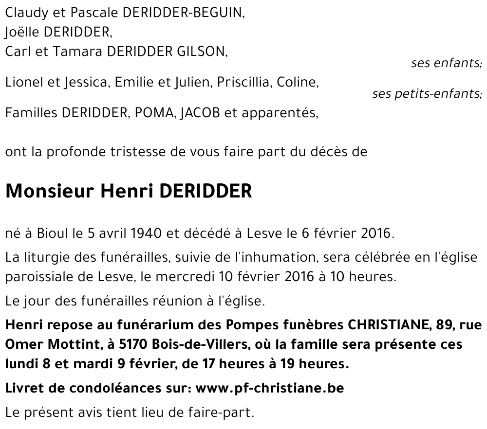 Henri DERIDDER