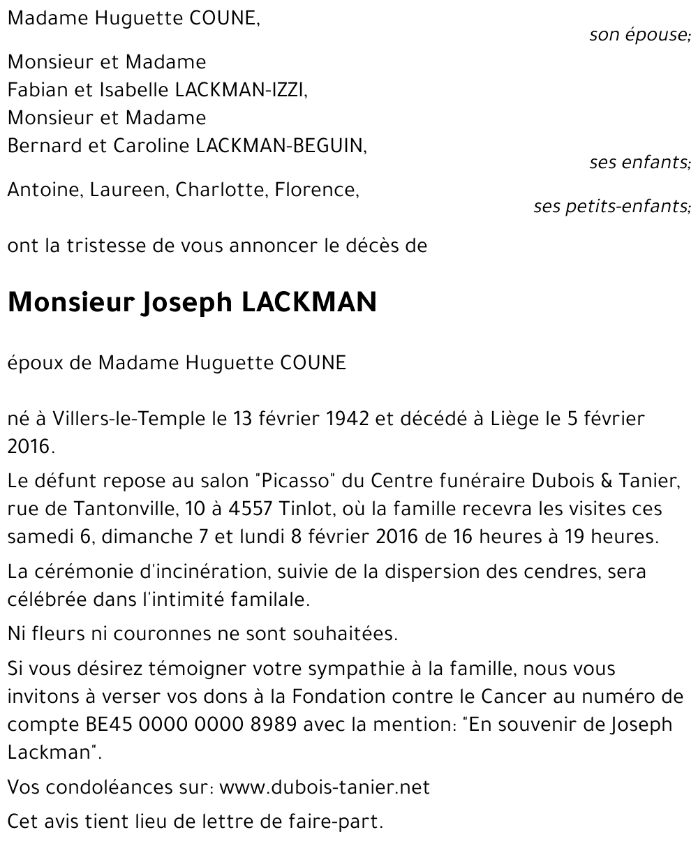 Joseph LACKMAN