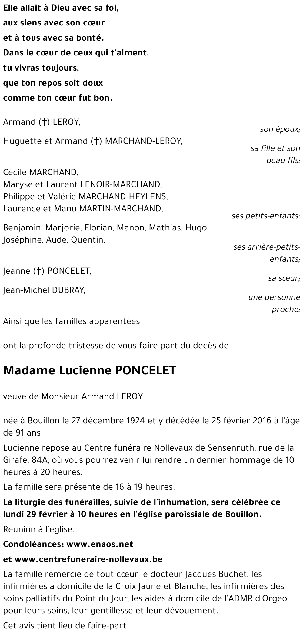 Lucienne PONCELET