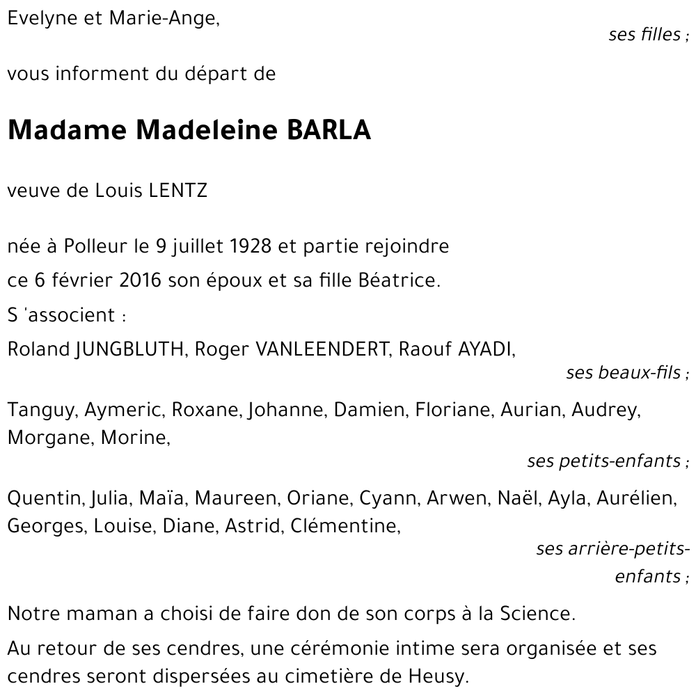 Madeleine BARLA