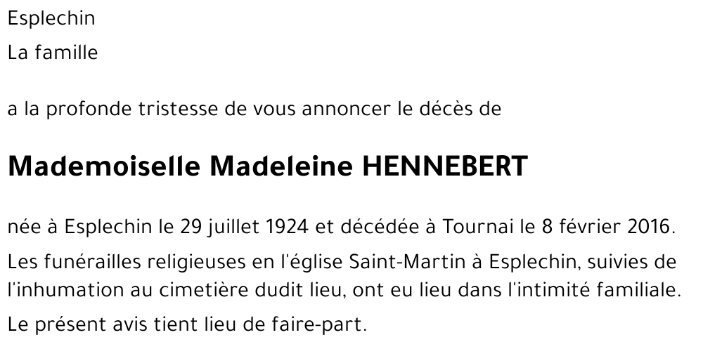 Madeleine HENNEBERT