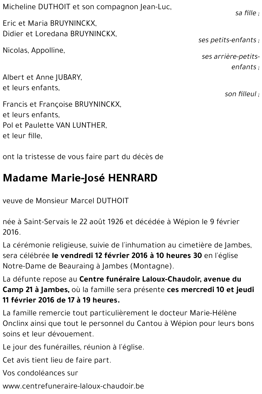 Marie-José HENRARD