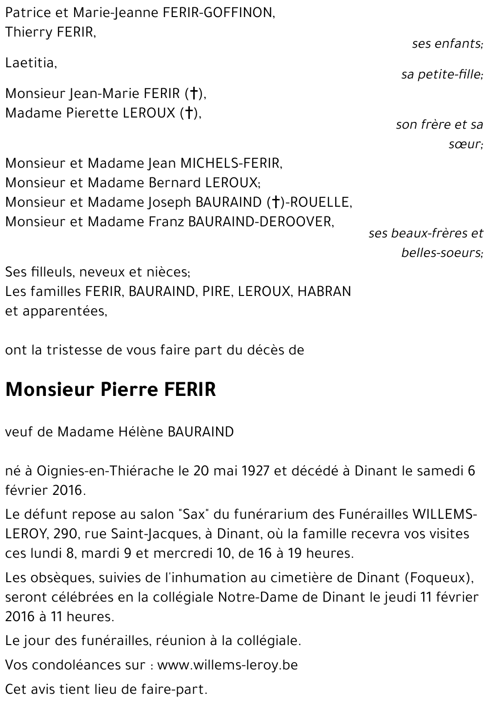 Pierre FERIR