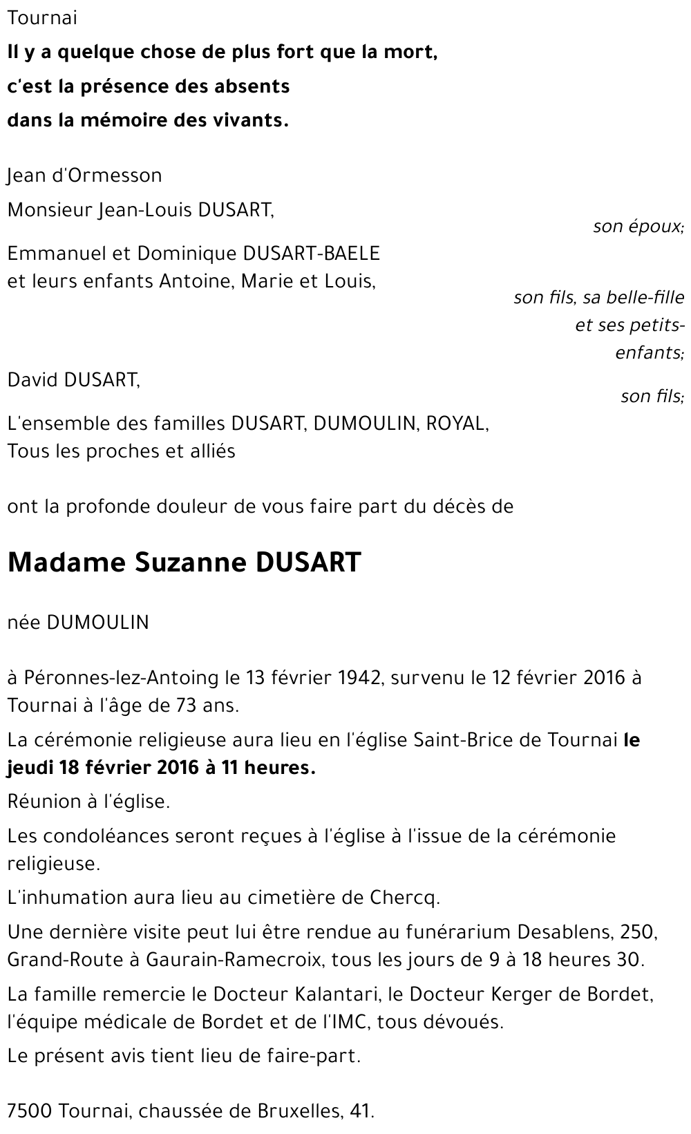 Suzanne DUMOULIN