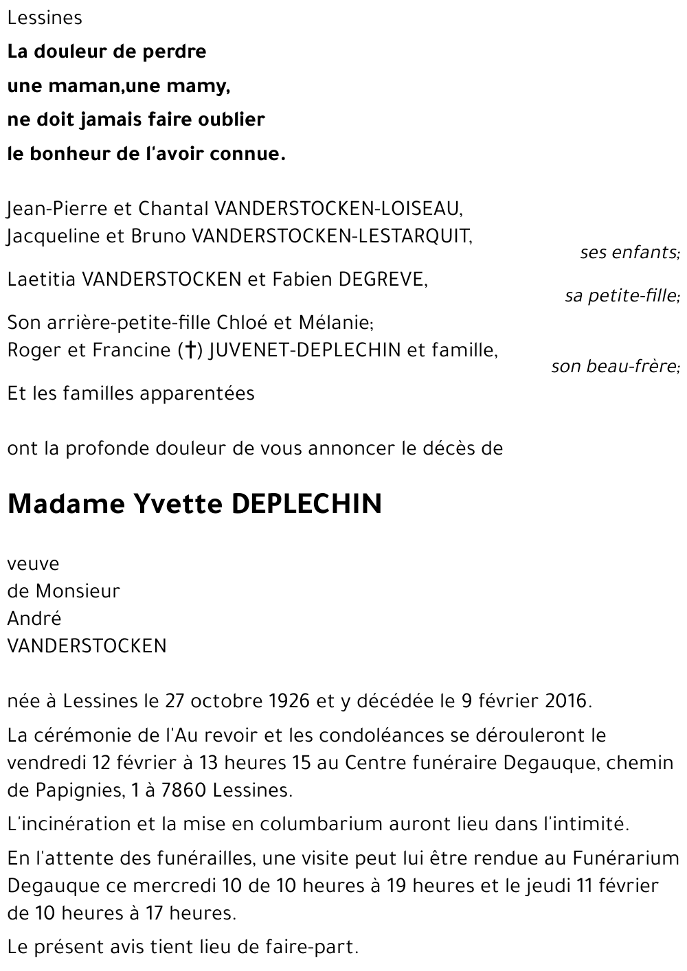 Yvette DEPLECHIN