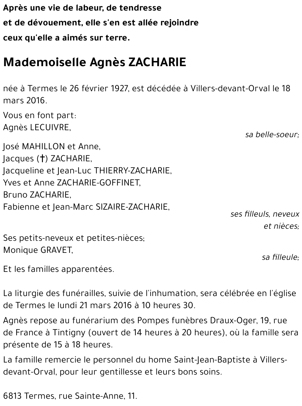 Agnès ZACHARIE