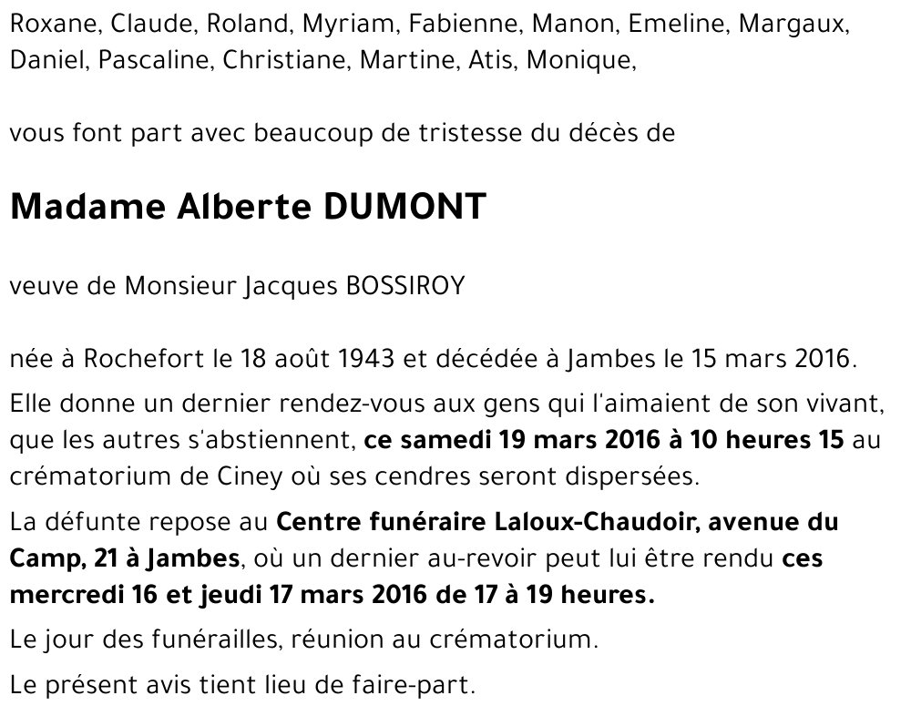 Alberte DUMONT