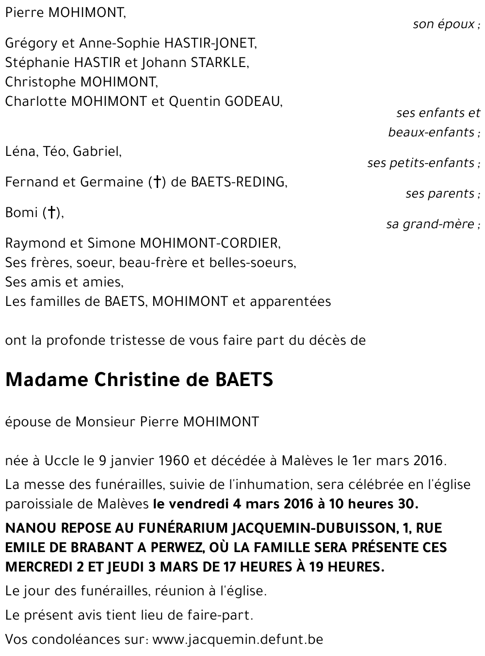 Christine de BAETS