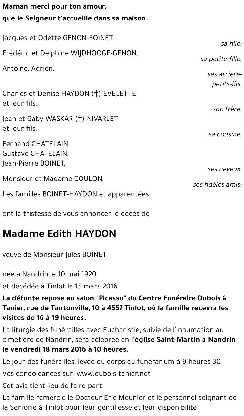 Edith HAYDON