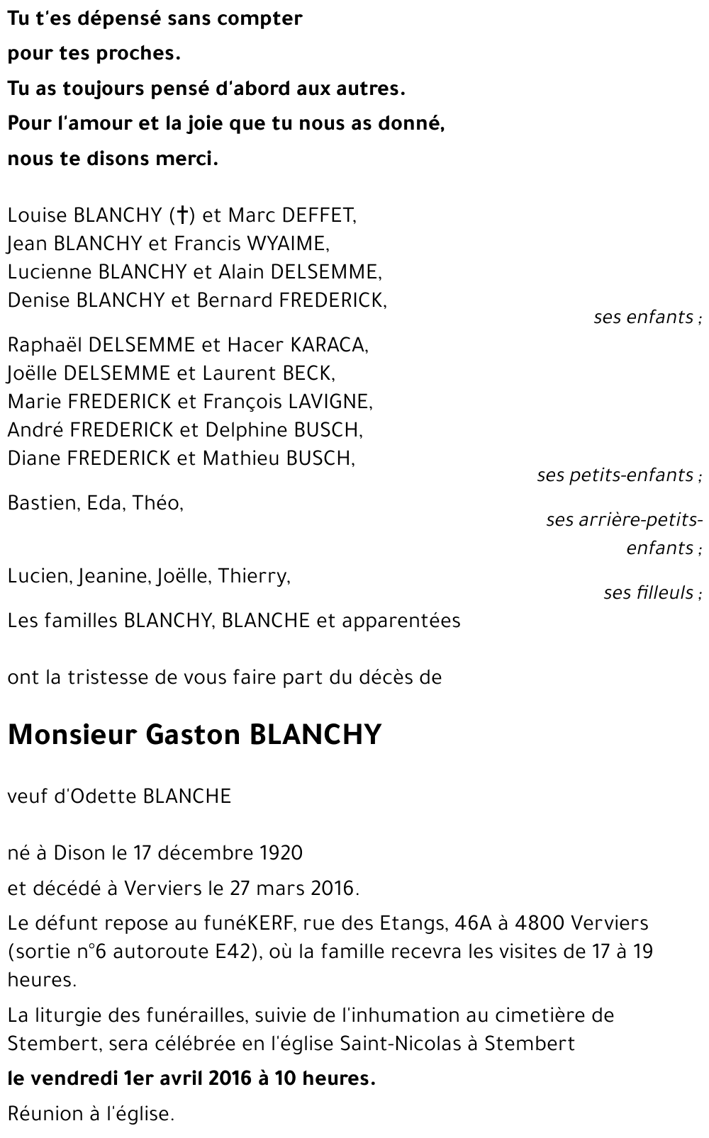 Gaston BLANCHY