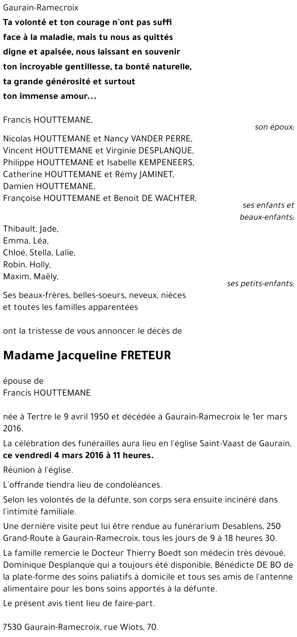 Jacqueline FRETEUR