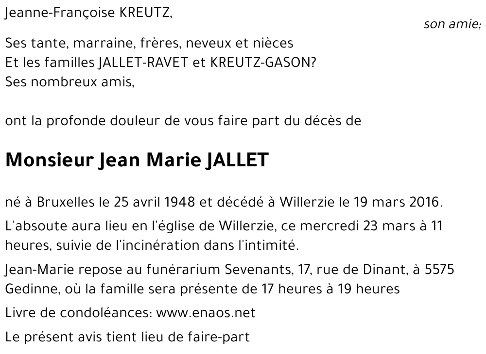 Jean Marie JALLET