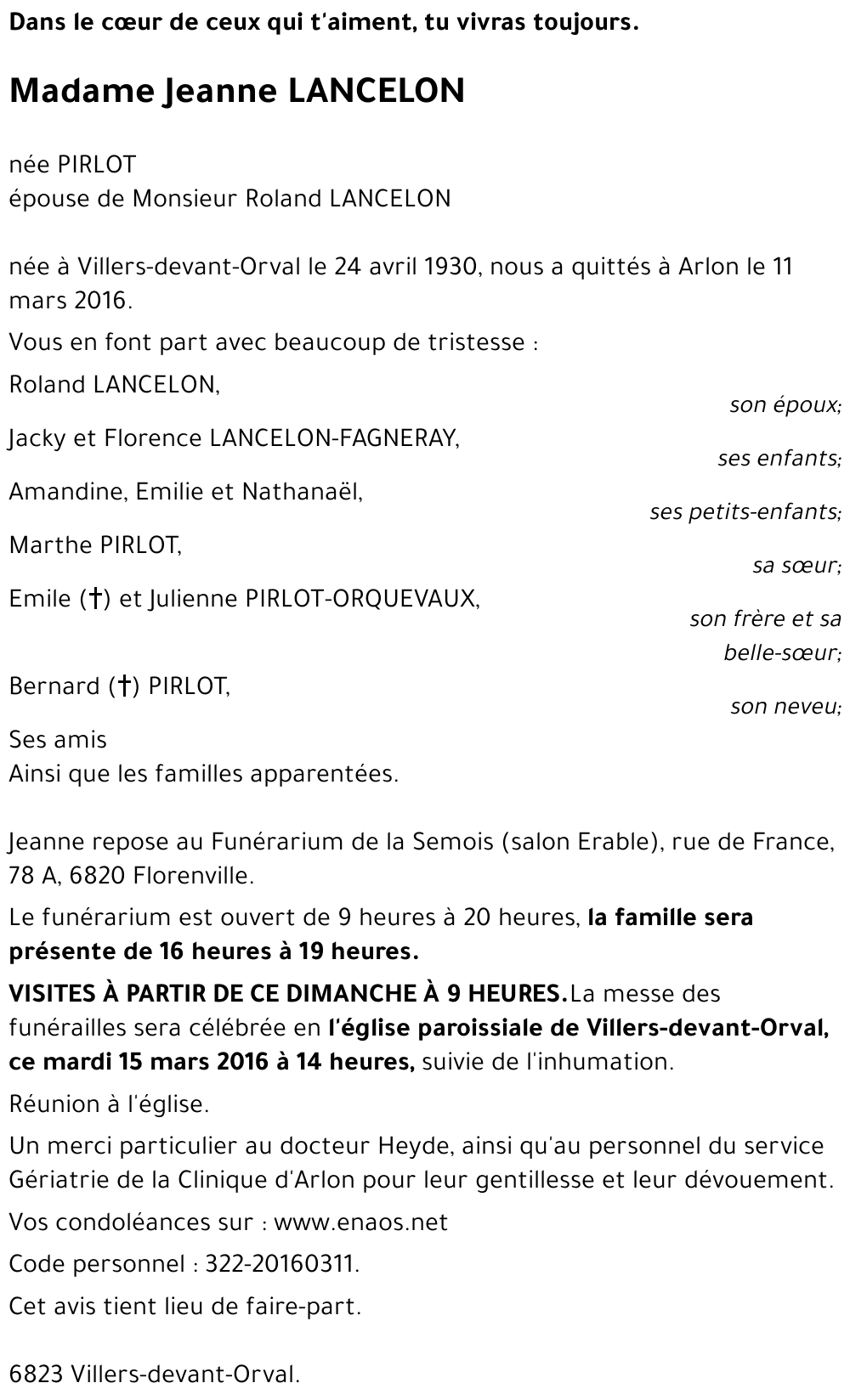 Jeanne PIRLOT