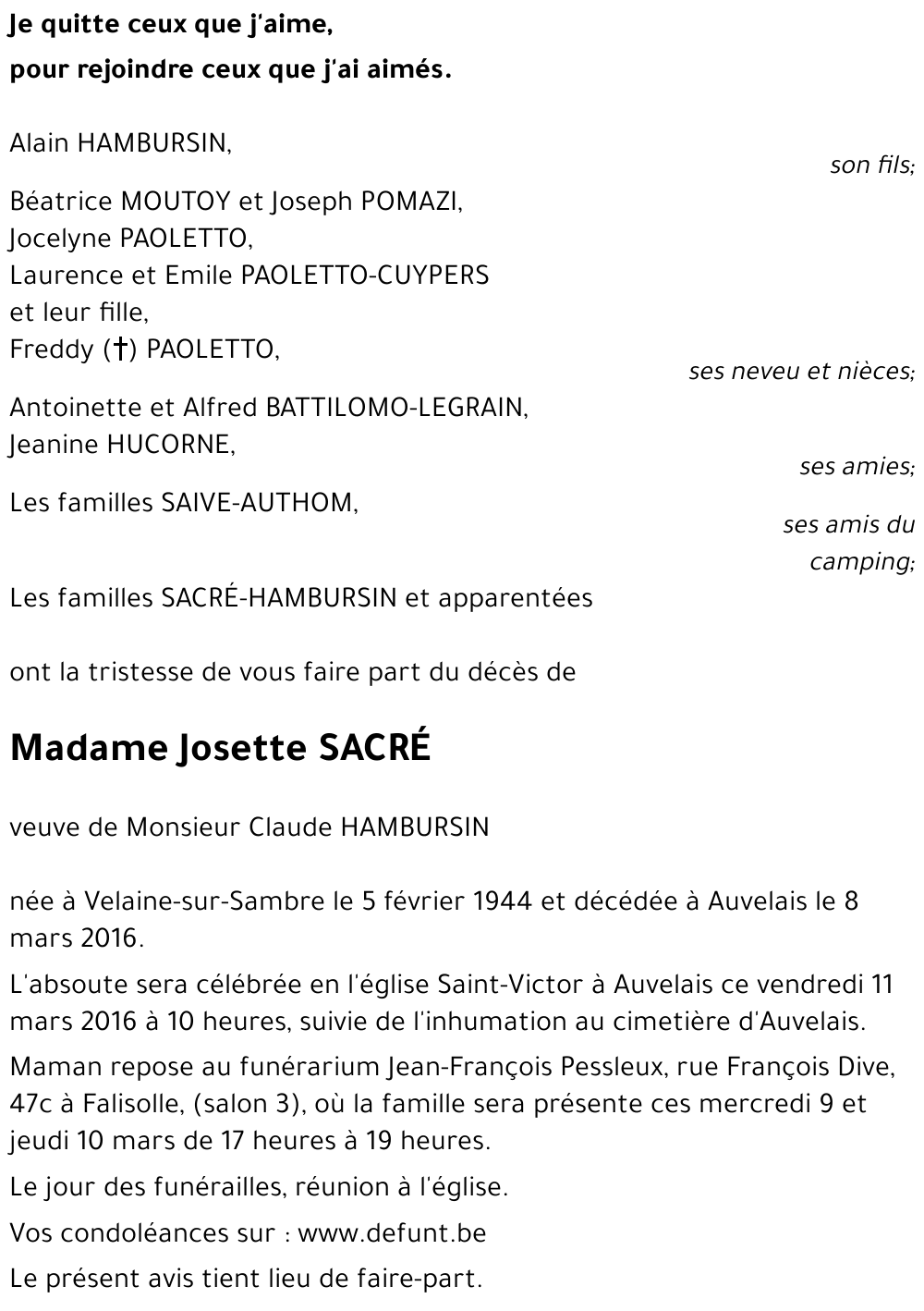 Josette SACRE